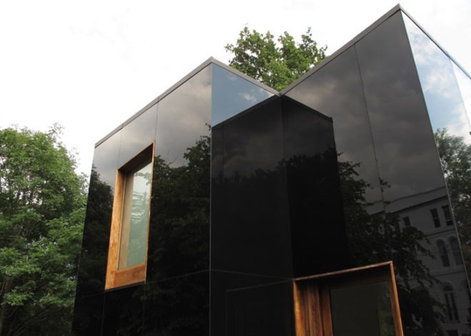 Ian McChesney, London architecture, black glass, glass facade, London architects, wood-burning stove, small houses, Victorian architecture London, Invisible home
