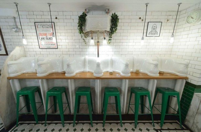 The Attendant, public toilet, green renovation, 19th century toilet, London architecture, London, conversion, vintage lamps, London designers, coffee shop