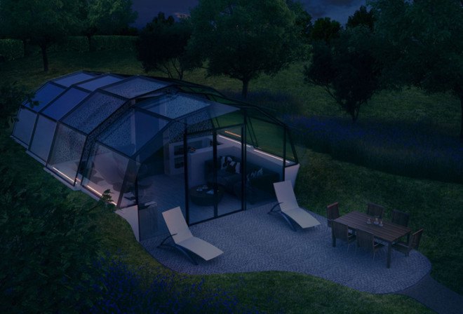 green design, eco design, sustainable design , The Photon Space, Glass House, double glazed facade, transparent home, pop up home