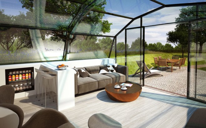 green design, eco design, sustainable design , The Photon Space, Glass House, double glazed facade, transparent home, pop up home