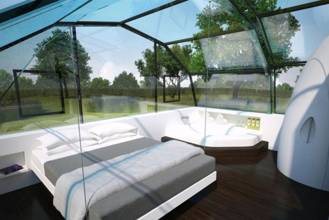 green design, eco design, sustainable design , The Photon Space, Glass House, double glazed facade, transparent home, pop up home