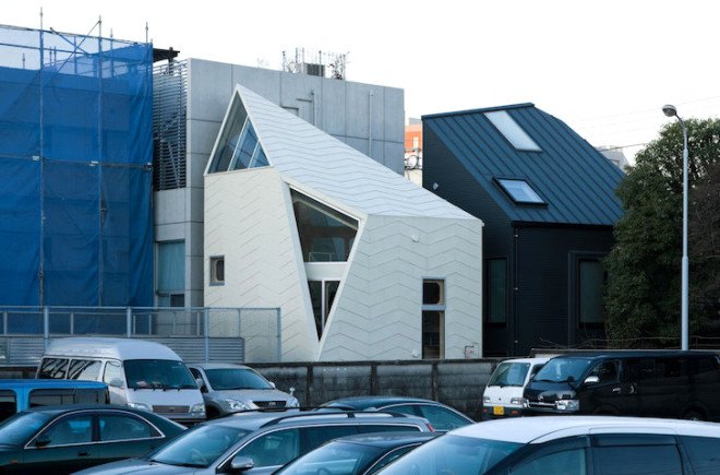 Tsubomi House, Flathouse, Bud house, Yotsuha Cookie Shop, working from home, work life balance, work at home, open plan, tiny home, split level, multilevel, small footprint, Tokyo, Japan, Japanese tiny homes, plywood, home business, architecture, stacked home, stacked building