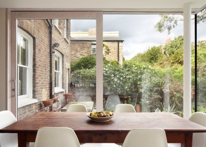 reclaimed materials, extension, green renovation, London, vegetarian cottage, cottage, victorian house, Cousins & Cousins, UK architects, London architecture, glass facade, brick house