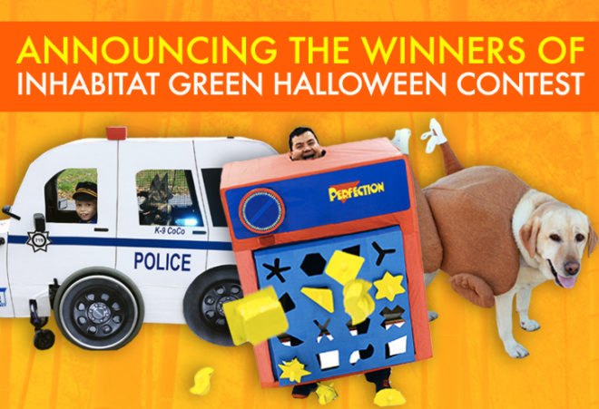 inhabitat green halloween contest winners, costume contest, diy costume, diy halloween costume, green design, green halloween, Green Halloween Costume Contest, inhabitat green halloween contest diy, inhabitat halloween costume contest, make your own costume, Perfection Board Game, Pixar Lamp Halloween Costume, sustainable design, Turkey Dog Costume, vanmoof, vanmoof b6, win a bike