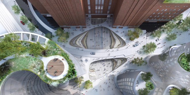 Bjarke Ingels Group, Battersea Power Station, Malaysia, public square, BIG, England architecture, limestone, sandstone, reclaimed building materials, old factory