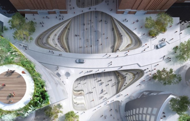 Bjarke Ingels Group, Battersea Power Station, Malaysia, public square, BIG, England architecture, limestone, sandstone, reclaimed building materials, old factory