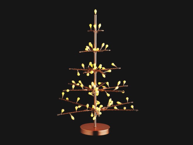 LED tree, copper LED tree, faux tree, fake tree, fake xmas tree