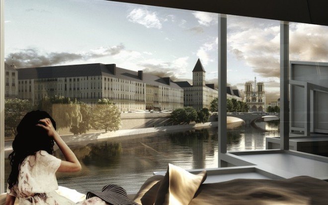 Capsule hotel, capsule hotel rooms, tiny hotel rooms, hotel, MenoMenoPiu architects, Paris, Seine River, EauBERGE Paris Capsule Hotel, MenoMenoPiu, paris hotel, short-term housing, waterfront,