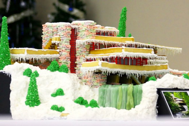 Falling Water, architecture, Gingerbread House, holiday, Frank Lloyd Wright, DIY, baking, christmas