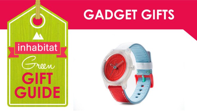 christmas gifts, holidays, xmas gifts, presents, eco-presents, green presents, green holidays, green xmas, green gift guide, green gifts, eco-gifts, earth-friendly gifts, handmade gifts, gift guide, holiday gift guide, green gadget gifts, gadget, eco gifts for gadget geeks, sustainable gifts for gadget geeks, green gifts for gadget geeks, smilesolar watch, usb cell batteries, rechargeable batteries, green batteries, hand sun and cloud camera, cranked digital camera, green digital camera, salvage audio stereo, reclaimed wood stereo, green stereo, eco stereo, powerslayer usb charger, smart usb charger, green usb charger, port solar charger, xd design solar charger, green phone charger, plumen light bulb, green light bulbs, ore board wooden keyboard, sustainable wood keyboard, rydon pixeo bike light, solar bike light, Bambu iPad case, cork iPad case, nest protect, garmin vivofit fitness band, vanmoof electric bike, ebike, eco-amp iPhone speaker, eden garden monitoring system, voltaic switch solar bag, wewood watch