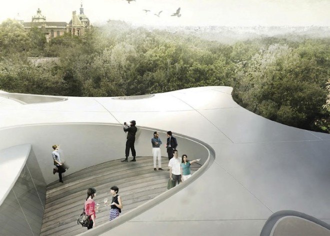 Ludwig Museum, New National gallery, museum project, Sou Fujimoto, Liget Budapest, KOZTI Architects, DIID Architectes, Hungary, Budapest, museum, museum design, Hungarian Music museum, oblong skylights, skylights