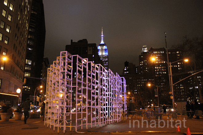 nyc art, art installation nyc, bengal.fierro, Flatiron competition, flatiron holiday exhibit, holiday season nyc, INABA, light installation, New York Light, Tillotson Design Associates, madison square art, flatiron light installation, light display flatiron, light art