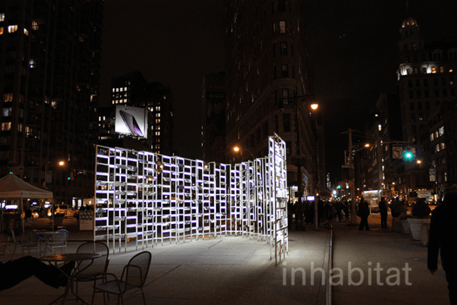 nyc art, art installation nyc, bengal.fierro, Flatiron competition, flatiron holiday exhibit, holiday season nyc, INABA, light installation, New York Light, Tillotson Design Associates, madison square art, flatiron light installation, light display flatiron, light art