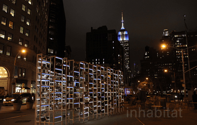 nyc art, art installation nyc, bengal.fierro, Flatiron competition, flatiron holiday exhibit, holiday season nyc, INABA, light installation, New York Light, Tillotson Design Associates, madison square art, flatiron light installation, light display flatiron, light art