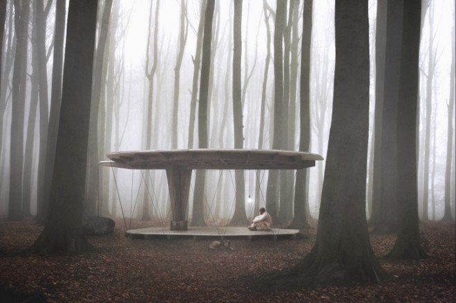 green design, eco design, sustainable design, Jagnefalt Milton, Attefallshus clause, Forest Pavilion, leaf shaped structure, pop up pavilion