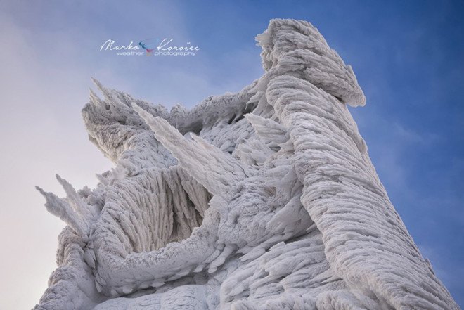 Marko Korošec, frozen trees, snow photographs, rime ice landscape, Mount Javornik, Slovenia,weather photographer