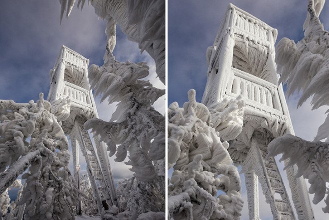 Marko Korošec, frozen trees, snow photographs, rime ice landscape, Mount Javornik, Slovenia,weather photographer