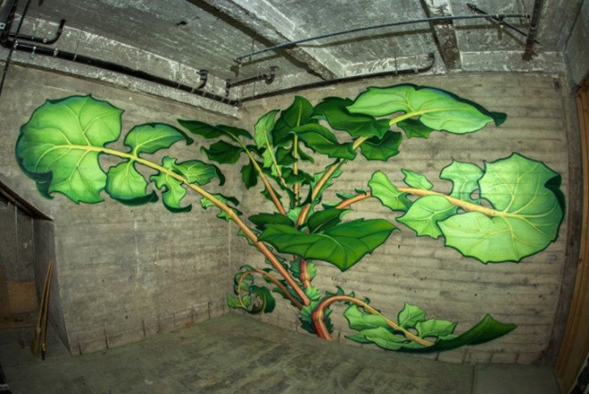 Mona Caron, weeds paintings, weeds murals, dandelions, stinging nettles, weeds' resilience, urban art