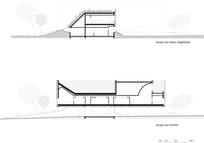 Mont-de-Marsan, Marjan Hessamfar, Joe Vérons, France, forest, wood-clad building, locally sourced wood, timber building, timber volumes, natural light, cantilever, artificial turf, artificial grass