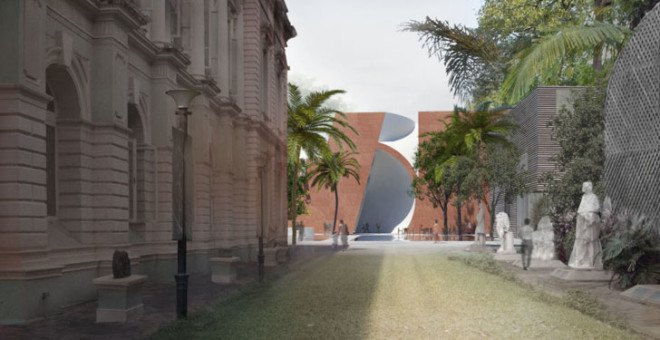 Steven Holl Architects, design competition, museum, photovoltaics, solar power, museum extension, exhibition space, Mumbai city muesum, mumbai, india architecture, opolis architects