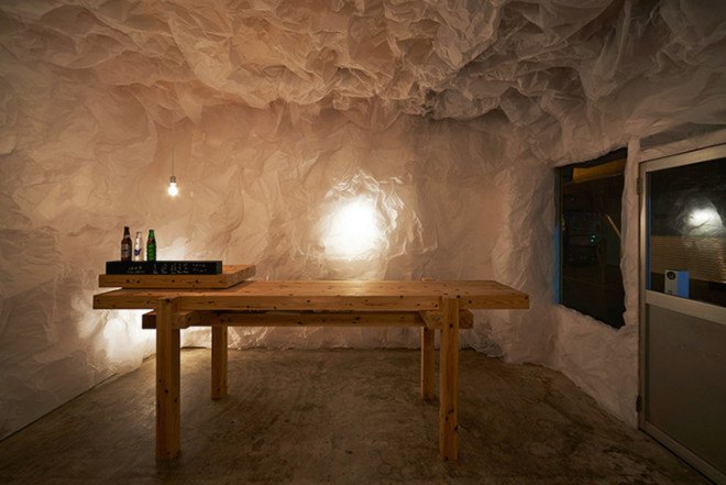Naoya Matsumoto Design, tracing paper, Yorunoma Bar, Osaka, grotto-like bar, pop-up bar