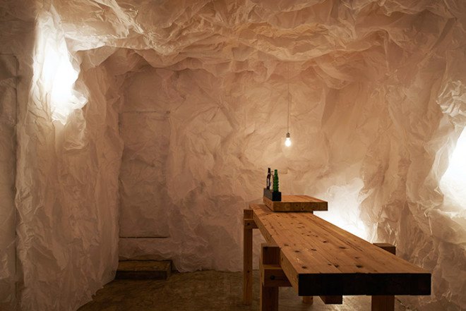Naoya Matsumoto Design, tracing paper, Yorunoma Bar, Osaka, grotto-like bar, pop-up bar