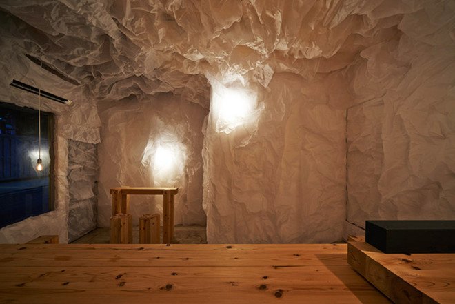 Naoya Matsumoto Design, tracing paper, Yorunoma Bar, Osaka, grotto-like bar, pop-up bar