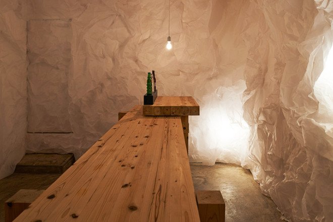 Naoya Matsumoto Design, tracing paper, Yorunoma Bar, Osaka, grotto-like bar, pop-up bar