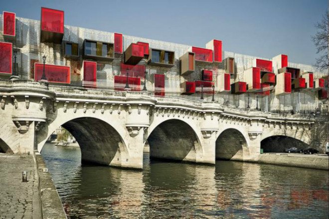 Pont 9, Stephane Malka, malka architecture, parastic architecture, mobile ghetto, paris, paris bridge