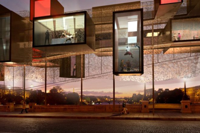 Pont 9, Stephane Malka, malka architecture, parastic architecture, mobile ghetto, paris, paris bridge