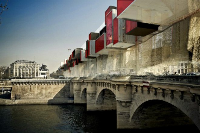 Pont 9, Stephane Malka, malka architecture, parastic architecture, mobile ghetto, paris, paris bridge