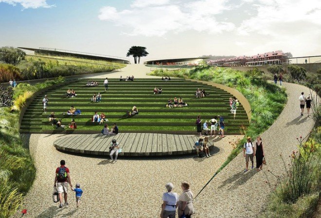 James Corner, James Corner Field Operations, Field Operations, Crissy Field Center, Crissy Field, San Francisco, Golden Gate Bridge, Presidio, Presidio Visitor Center, Learning Landscape, Doyle Drive highway, presidio parklands, new presidio parklands project, park, landscape architecture, national park,