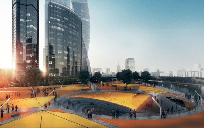 Project Meganom, Moscow, russian architects, riverfront, waterfront, green spaces, city parks, water purification, green urbanism. green masterplan