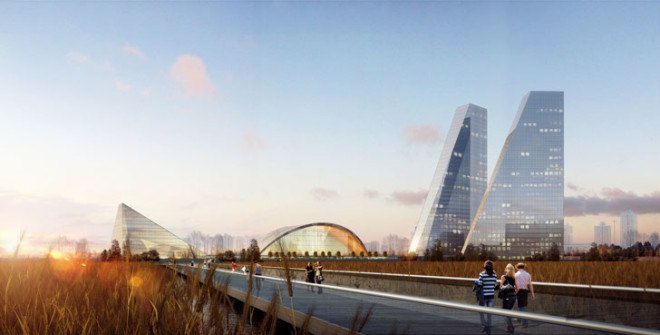 Project Meganom, Moscow, russian architects, riverfront, waterfront, green spaces, city parks, water purification, green urbanism. green masterplan