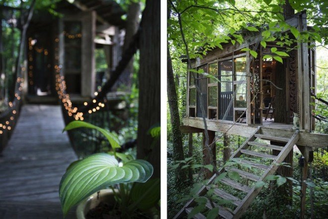 Peter Bahouth, Airbnb, Airbnb rental, Secluded Intown Treehouse, treehouse, Atlanta, airbnb treehouse, magical treehouse, reclaimed materials, salvaged materials, antiques, short leaf pine