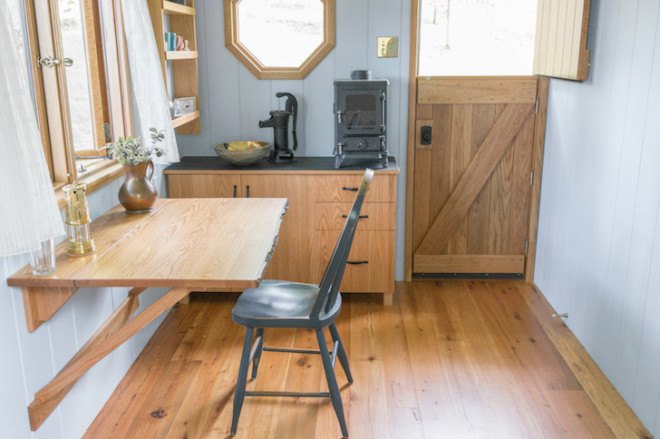 Shepherd Hut, Gute, tiny homes, tiny mobile homes, mobile homes, guest house, hardwood, dutch style doors, solar panel, off grid, space saving furniture, prefab home, modular furniture