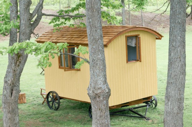 Shepherd Hut, Gute, tiny homes, tiny mobile homes, mobile homes, guest house, hardwood, dutch style doors, solar panel, off grid, space saving furniture, prefab home, modular furniture