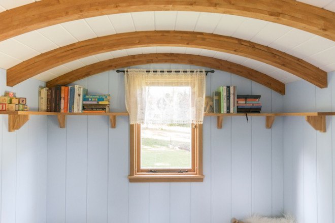 Shepherd Hut, Gute, tiny homes, tiny mobile homes, mobile homes, guest house, hardwood, dutch style doors, solar panel, off grid, space saving furniture, prefab home, modular furniture