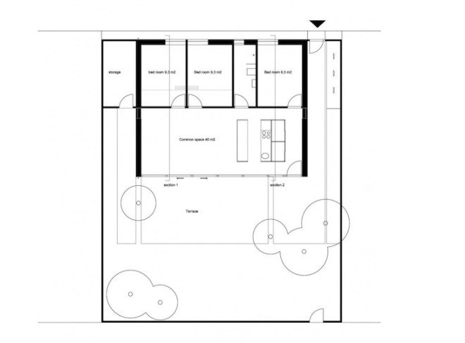 Sorte Hus, Sigurd Larsen, Copenhagen, saddle roof, prefab architecture, prefab home, affordable housing, self-heating floor, concrete, birch plywood, prefab plywood walls, double-glazed windows,
