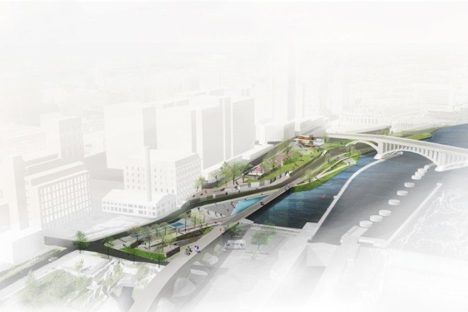 SCAPE, Rogers Partners, Mississippi River, Minneapolis, Water Works, landscape architecture, St anthony's falls, ecology, riverfront park, waterfront park