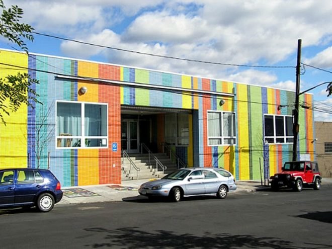 The Bronx Charter School for Arts, WXY Studio, architecture, nyc school design, sustanable design, learning center design, bronx art schools, urban design, repuposed materials, brick facades, nyc schools, nyc charter schools, bronx school design