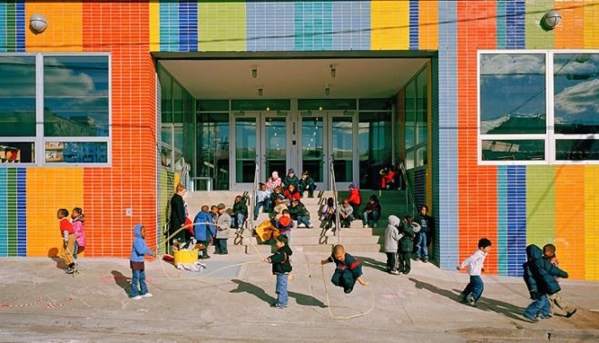The Bronx Charter School for Arts, WXY Studio, architecture, nyc school design, sustanable design, learning center design, bronx art schools, urban design, repuposed materials, brick facades, nyc schools, nyc charter schools, bronx school design
