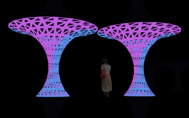 Eleonora Nicoletti, photoluminescent, photoluminescent architecture, glowing buildings, glowing architecture, glow-in-the-dark architecture, glow-in-the-dark buildings, theatre sets, theater, theater sets, glow-in-the-dark, glow in the dark