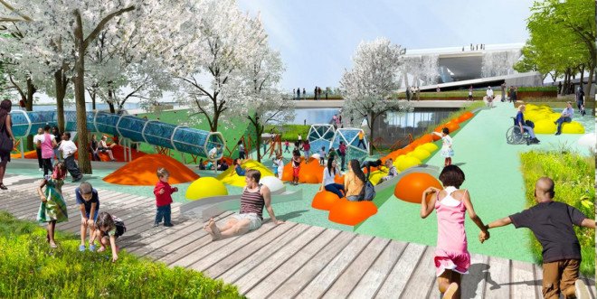 Washington DC Bridge, Washington DC bridge park, OMA + OLIN, urban park, urban design, DC park, DC bridge, elevated park,