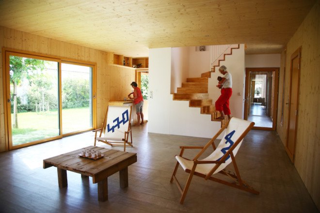 TICA Architecture, 2 in 1: Intergenerational House, energy efficient architecture, France, French architecture, cross-laminated timber, geothermal energy, south-facing rooms, Vaux-sur-Mer, bioclimatic design, bioclimatic architecture