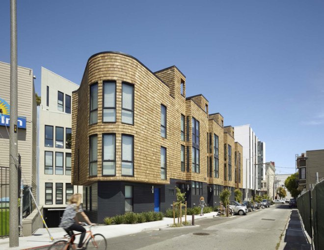David Baker Architects, floor-to-ceiling windows, 300 Ivy Street block, residential block, mixed-use block, San Francisco, natural lighting, rooftop garden, green neighborhood, green architecture
