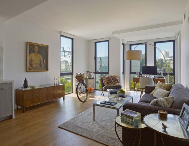 David Baker Architects, floor-to-ceiling windows, 300 Ivy Street block, residential block, mixed-use block, San Francisco, natural lighting, rooftop garden, green neighborhood, green architecture