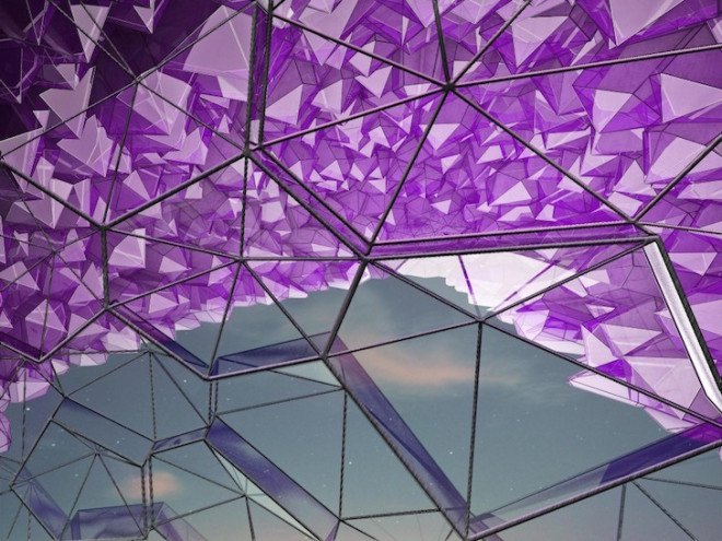 NL Architects, Amethyst Hotel, luxury hotel, Amethyst geode, geode, crystal, hotel design, China, Ocean Flower island, luxury hotel design, purple windows,
