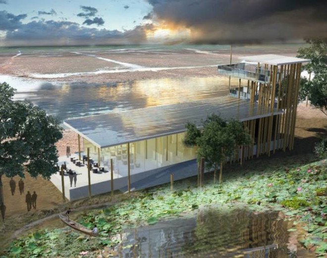 ecotourism, Cambodia, Cambodian Civil War, Khmer Rouge, Ang Trapeang Thmor, wildlife reserve, northeast Cambodia, interpretation center, information center, Atelier COLE, forest lake, wildlife, rare birds, ecological hotspot, Wildlife Conservation Society