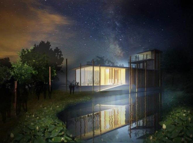ecotourism, Cambodia, Cambodian Civil War, Khmer Rouge, Ang Trapeang Thmor, wildlife reserve, northeast Cambodia, interpretation center, information center, Atelier COLE, forest lake, wildlife, rare birds, ecological hotspot, Wildlife Conservation Society